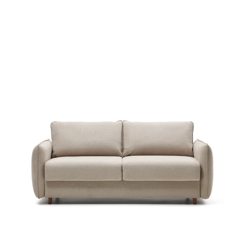 Carlota beige 2-seater sofa bed with solid beech wood legs 185cm FSC Mix Credit