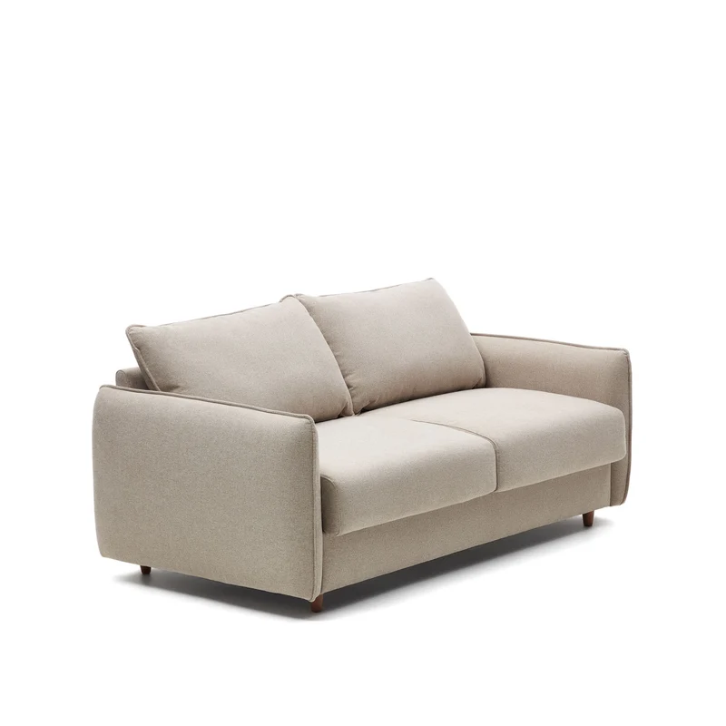 Carlota beige 2-seater sofa bed with solid beech wood legs 185cm FSC Mix Credit