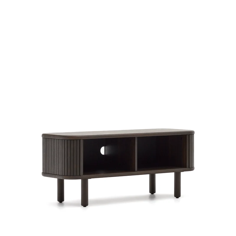 Mailen 2 door TV stand in ash veneer with a dark finish 120 x 50 cm