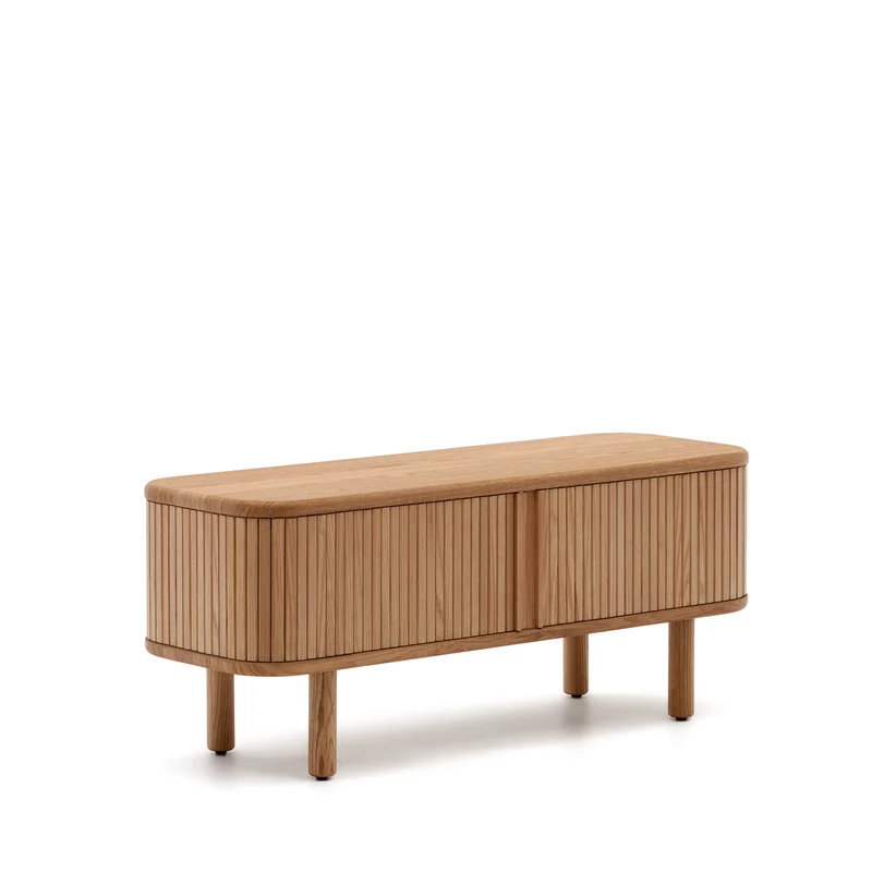 Mailen 2 door TV stand in ash veneer with a natural finish 120 x 50 cm