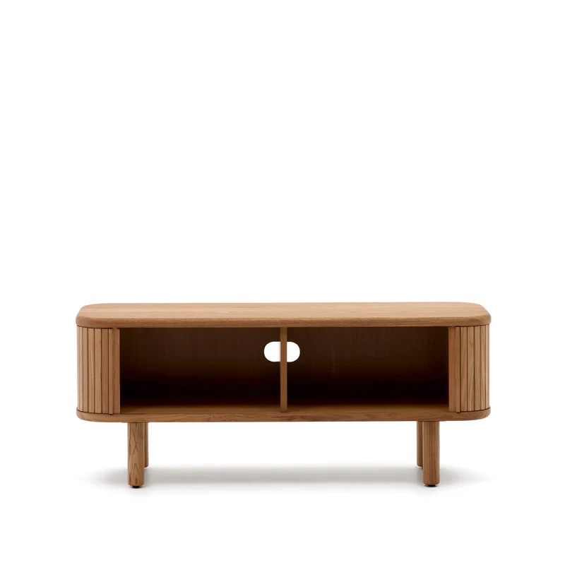Mailen 2 door TV stand in ash veneer with a natural finish 120 x 50 cm