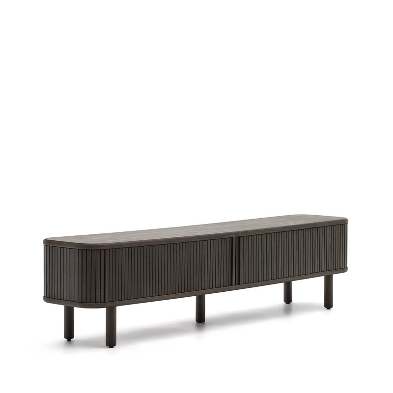 Mailen 2 door TV stand in ash veneer with a dark finish 200 x 50 cm