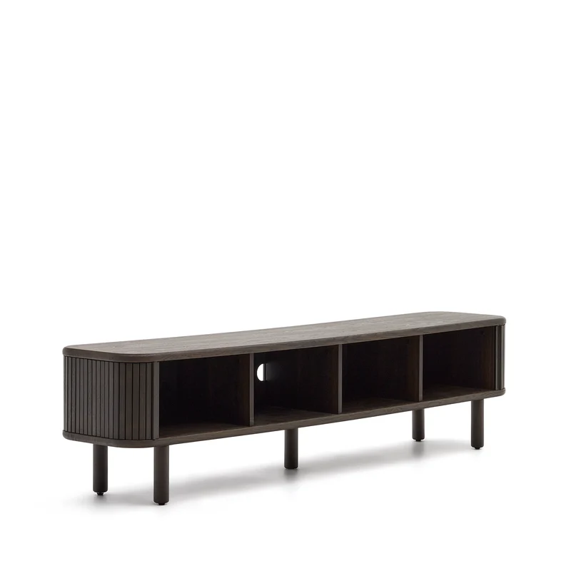 Mailen 2 door TV stand in ash veneer with a dark finish 200 x 50 cm