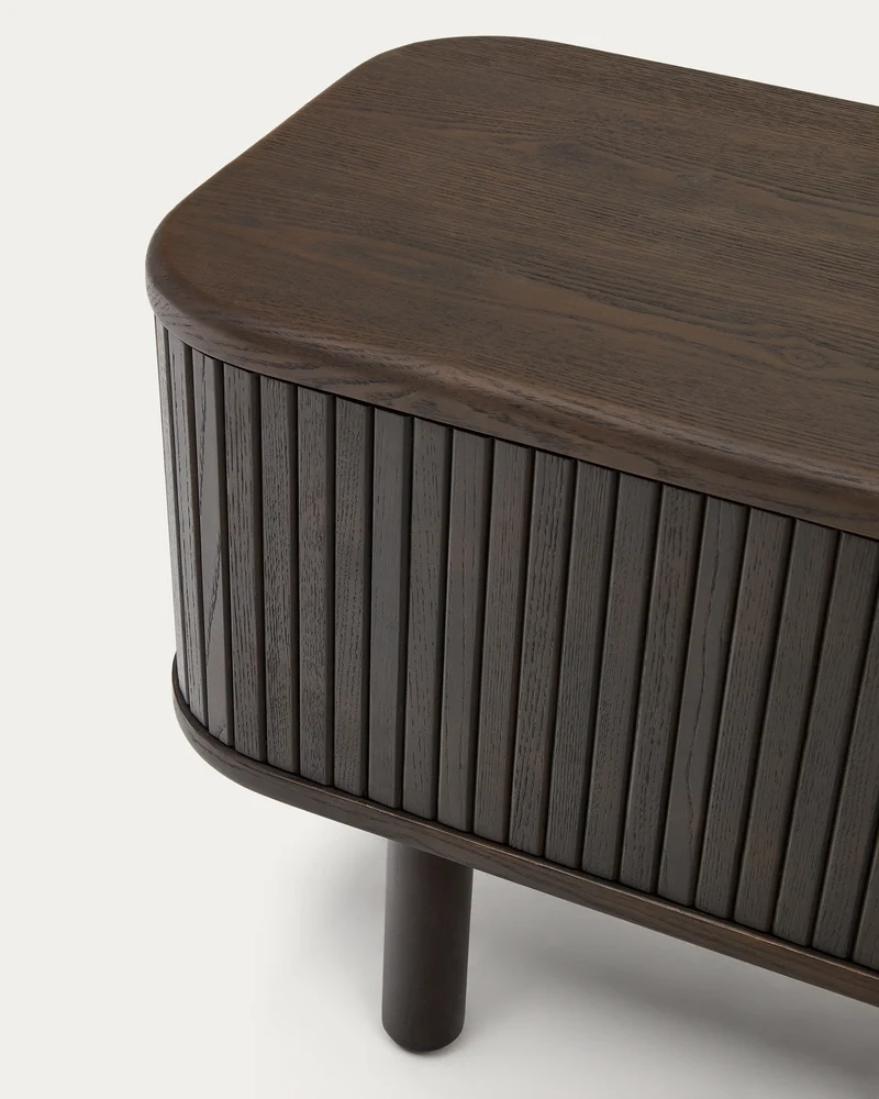 Mailen 2 door TV stand in ash veneer with a dark finish 200 x 50 cm
