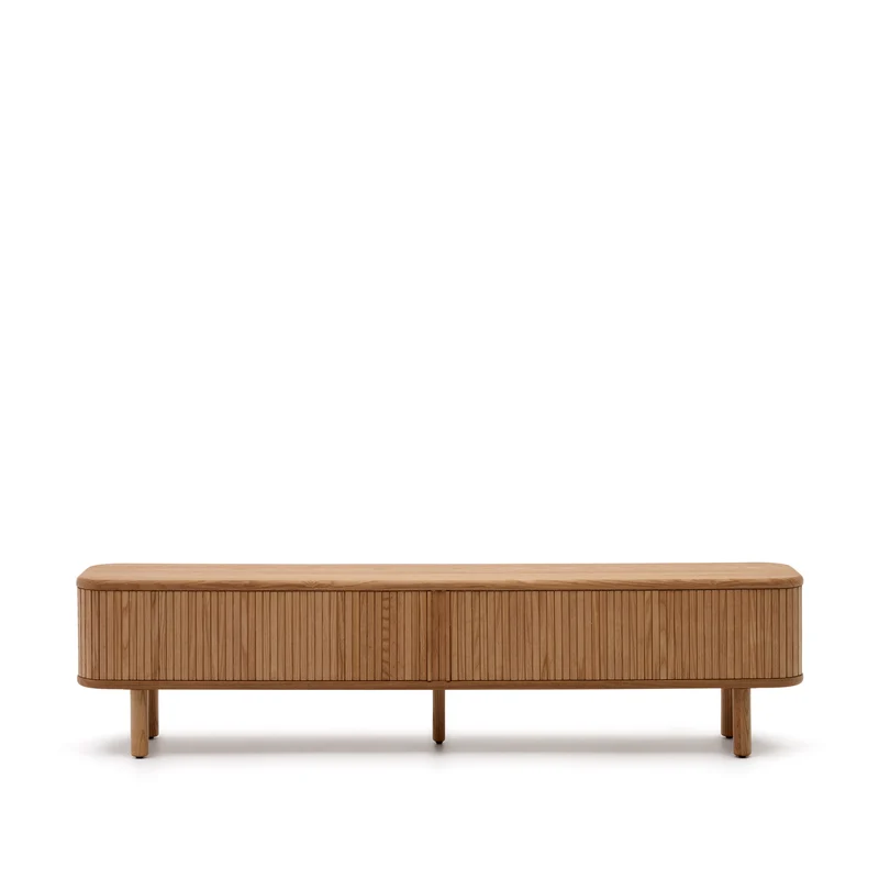 Mailen 2 door TV stand in ash veneer with a natural finish 200 x 50 cm