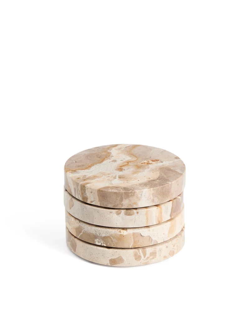 Set of 4 beige Malder marble coasters