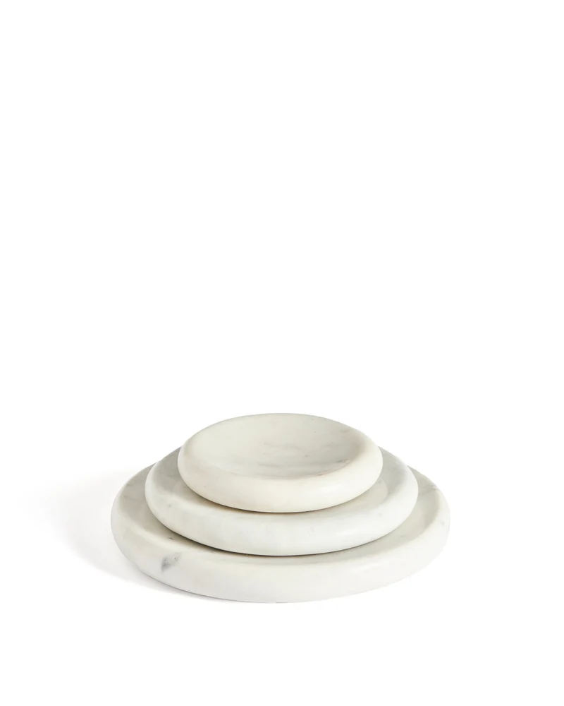 Obena Tray in White Marble - Medium