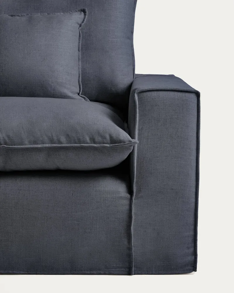 Anarela dark grey linen and viscose 5-seater modular sofa with removable cover 370cm FSC Mix Credit