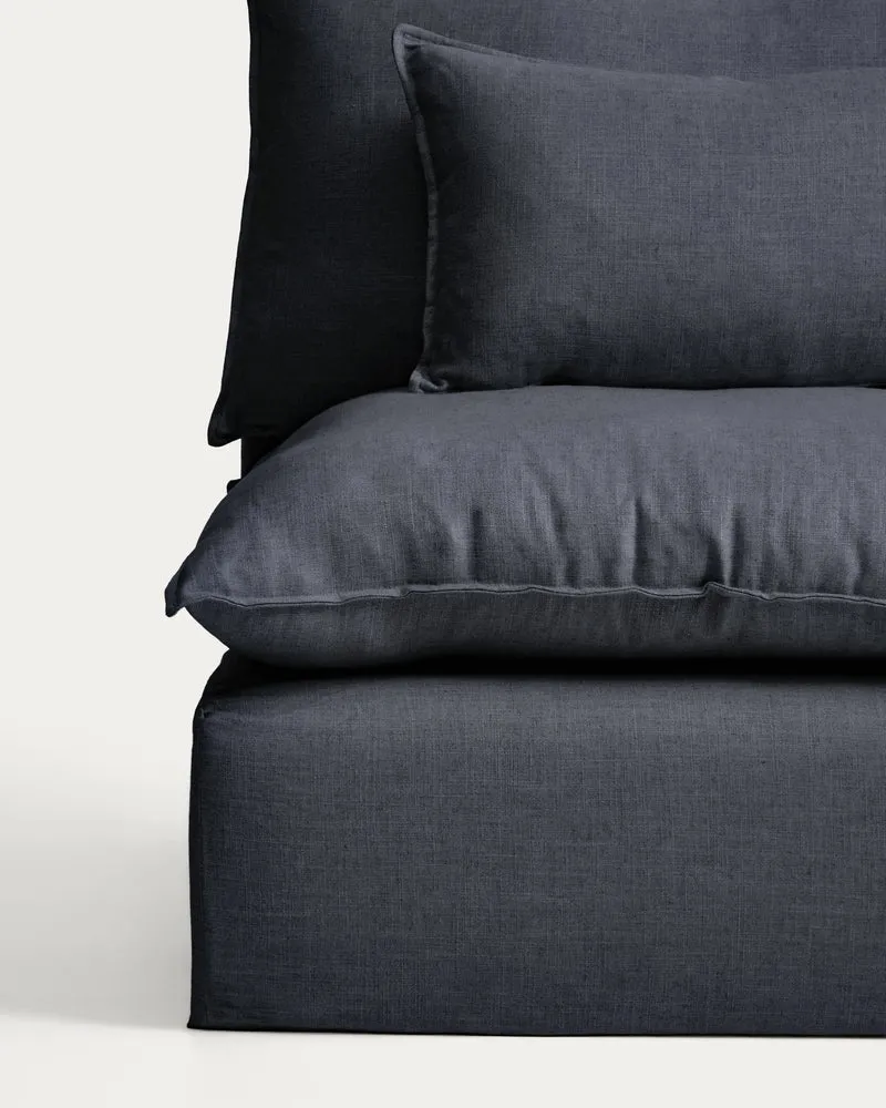 Anarela dark grey linen and viscose 5-seater modular sofa with removable cover 330cm FSC Mix Credit