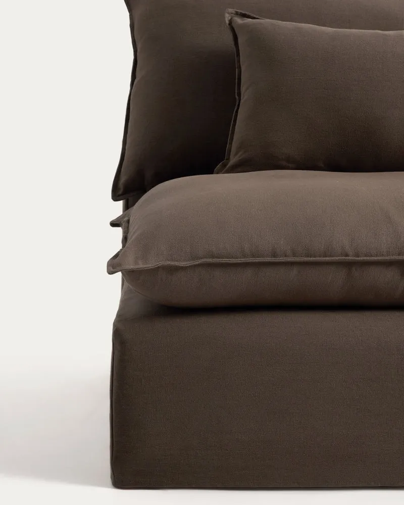 Anarela taupe linen 5-seater modular sofa with removable cover 330cm FSC Mix Credit