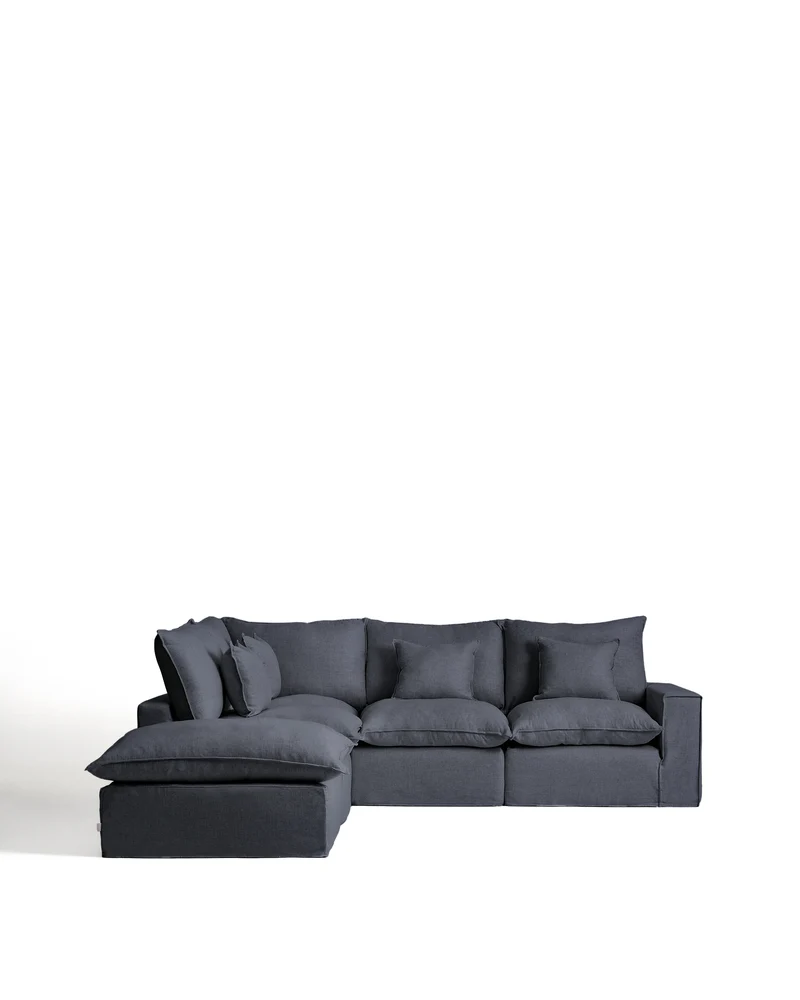 Anarela dark grey linen and viscose 4-seater modular corner sofa with removable cover 287 x 307 cm FSC Mix Credit