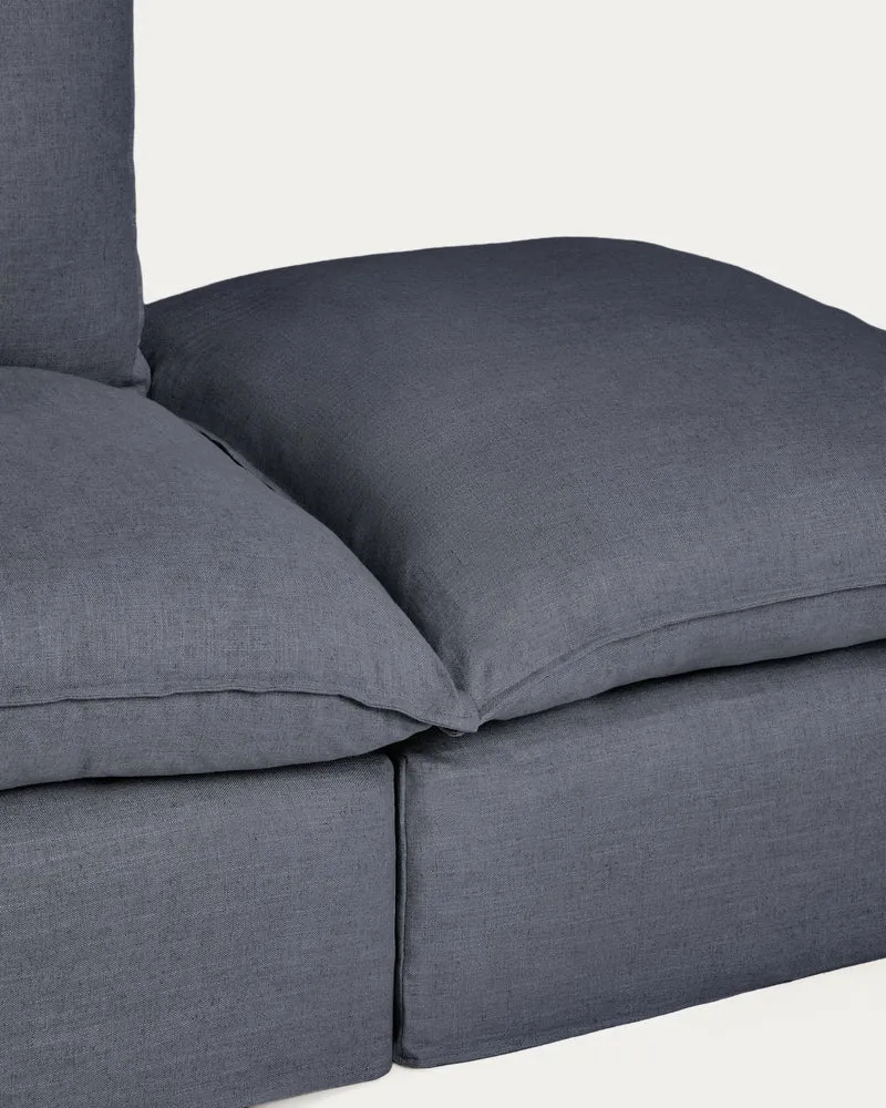 Anarela dark grey linen and viscose 4-seater modular corner sofa with removable cover 287 x 307 cm FSC Mix Credit