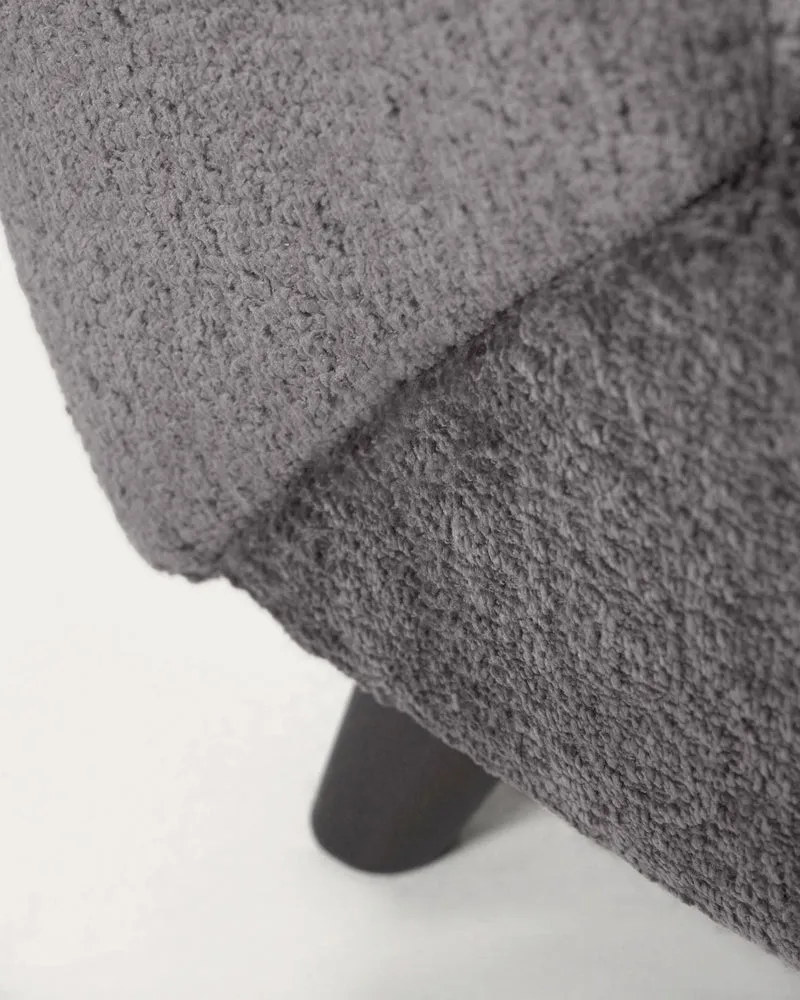 Meghan armchair in grey chenille and wood with wenge finish
