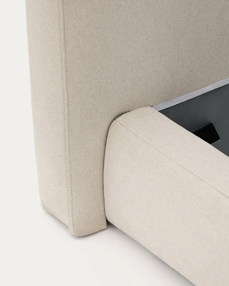 Ecru Blok bed with removable covers for 90 x 200 cm mattress FSC Mix Credit