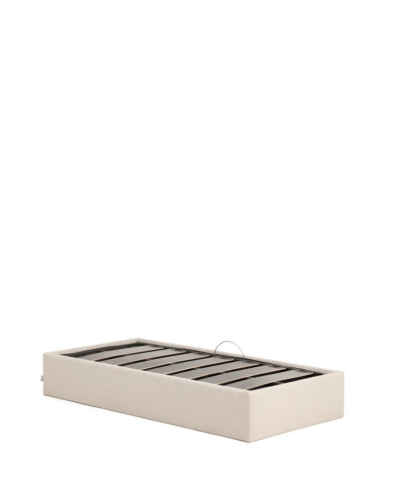Nelzi ecru chenille side-opening ottoman bed base with removable cover for 90 x 200cm mattress FSC 100%