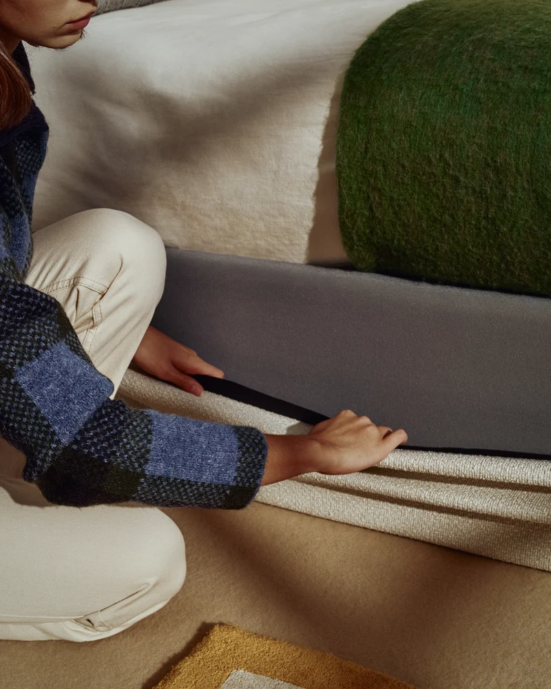 Nelzi ecru chenille side-opening ottoman bed base with removable cover for 90 x 200cm mattress FSC 100%