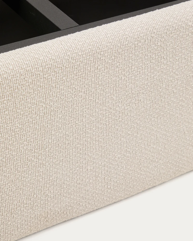 Nelzi ecru chenille side-opening ottoman bed base with removable cover for 90 x 200cm mattress FSC 100%