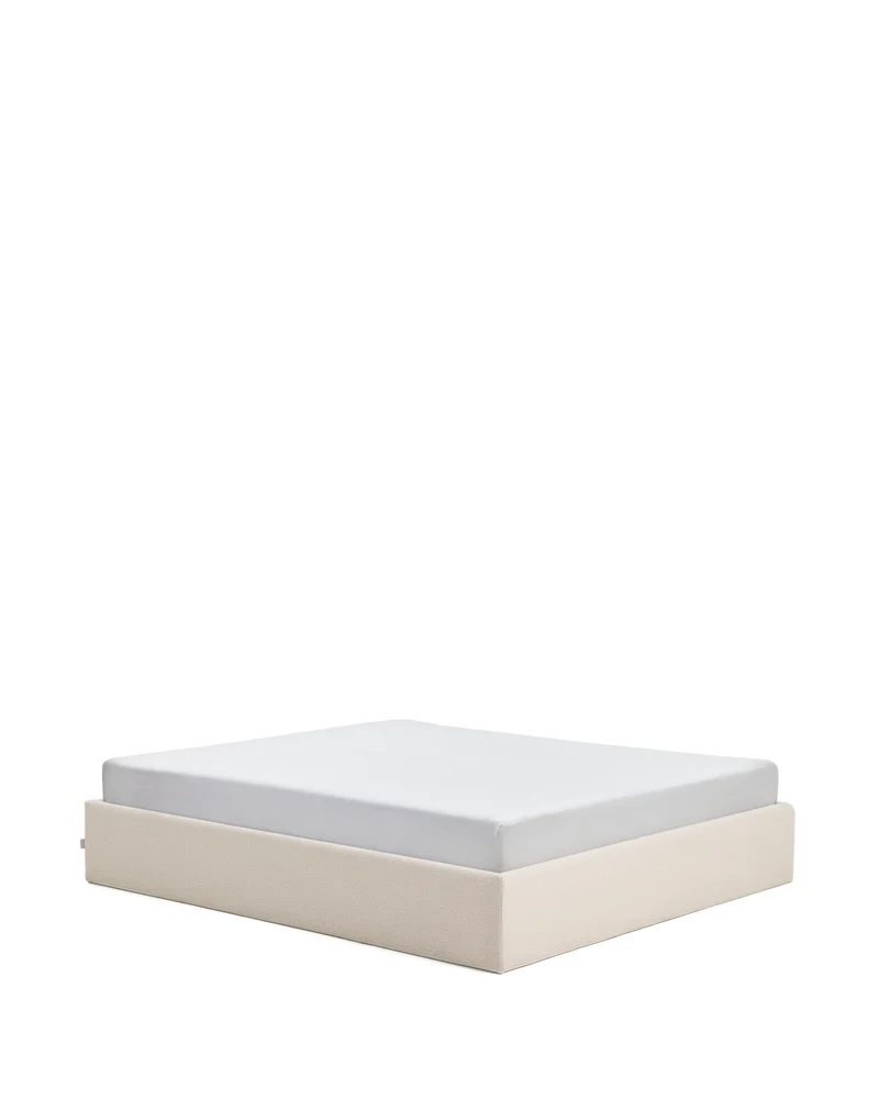 Nelzi ecru chenille ottoman bed base with removable cover for 180 x 200cm mattress FSC 100%