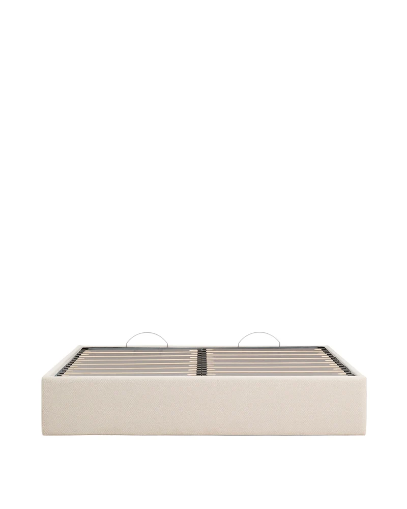 Nelzi ecru chenille ottoman bed base with removable cover for 180 x 200cm mattress FSC 100%