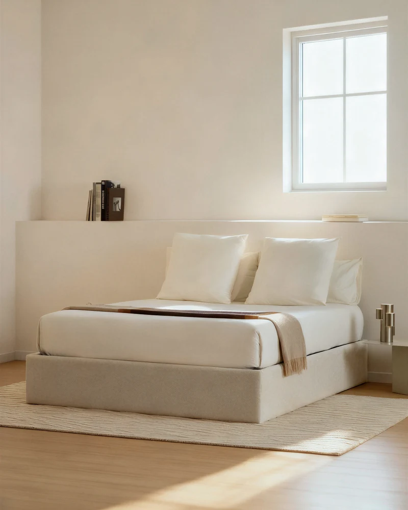 Nelzi ecru chenille ottoman bed base with removable cover for 180 x 200cm mattress FSC 100%