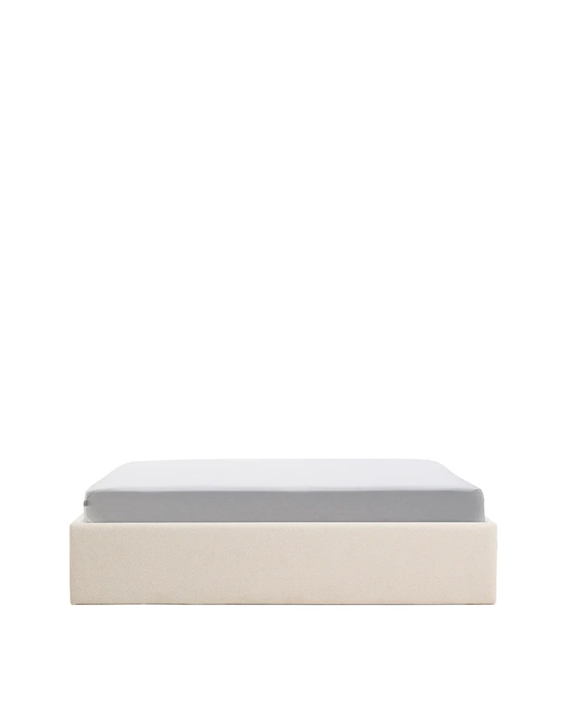Nelzi ecru chenille ottoman bed base with removable cover for 160 x 200cm mattress FSC 100%