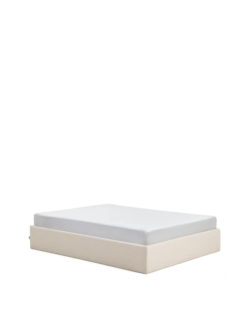 Nelzi ecru chenille ottoman bed base with removable cover for 160 x 200cm mattress FSC 100%