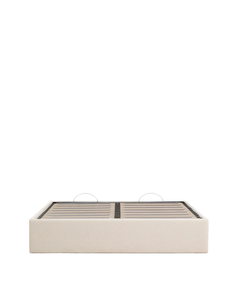 Nelzi ecru chenille ottoman bed base with removable cover for 160 x 200cm mattress FSC 100%