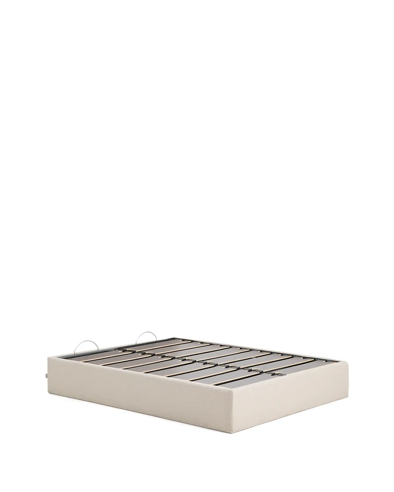 Nelzi ecru chenille ottoman bed base with removable cover for 160 x 200cm mattress FSC 100%