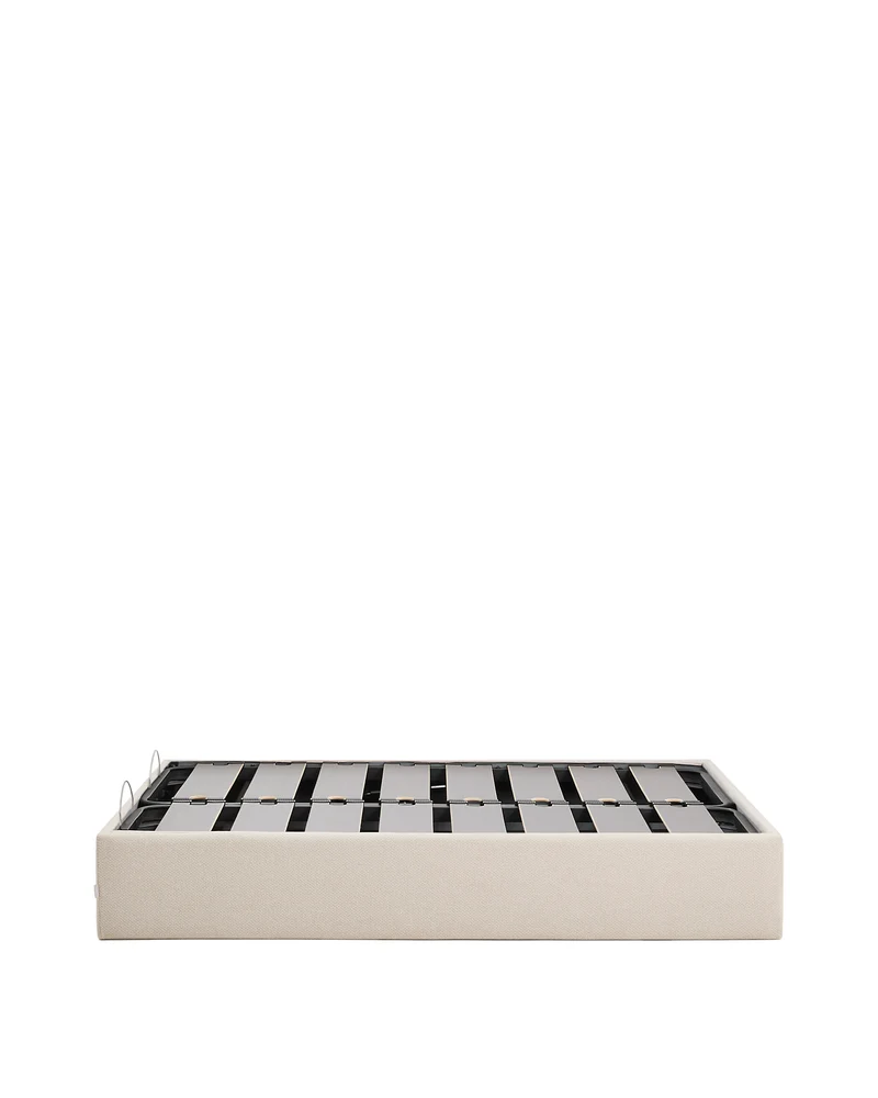 Nelzi ecru chenille ottoman bed base with removable cover for 160 x 200cm mattress FSC 100%