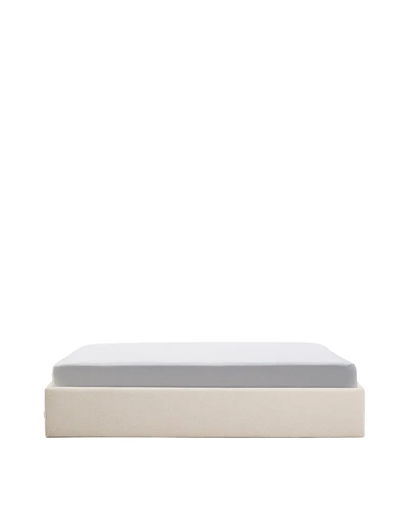 Nelzi ecru chenille ottoman bed base with removable cover for 160 x 200cm mattress FSC 100%