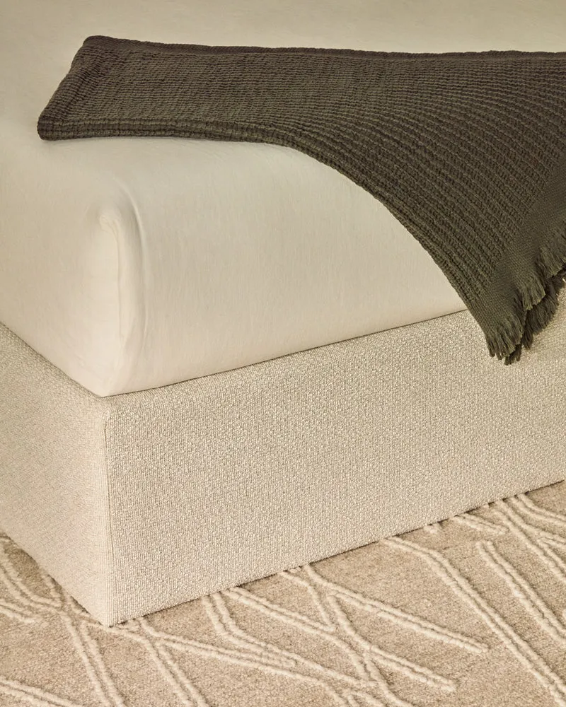 Nelzi ecru chenille ottoman bed base with removable cover for 160 x 200cm mattress FSC 100%