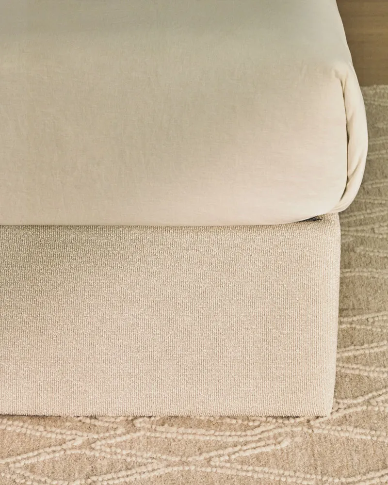Nelzi ecru chenille ottoman bed base with removable cover for 160 x 200cm mattress FSC 100%