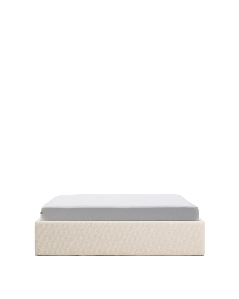 Nelzi ecru chenille ottoman bed base with removable cover for 150 x 200cm mattress FSC 100%