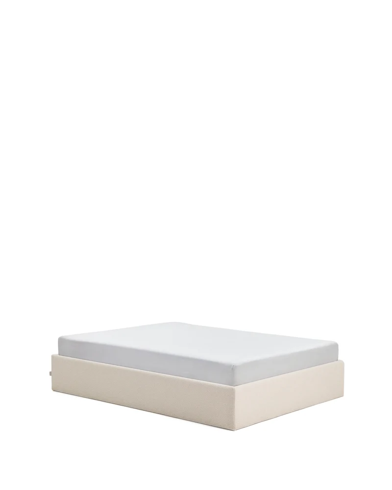 Nelzi ecru chenille ottoman bed base with removable cover for 150 x 200cm mattress FSC 100%