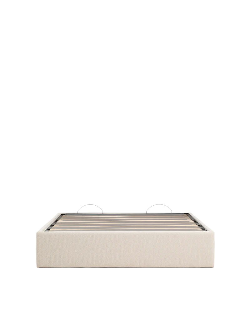 Nelzi ecru chenille ottoman bed base with removable cover for 150 x 200cm mattress FSC 100%