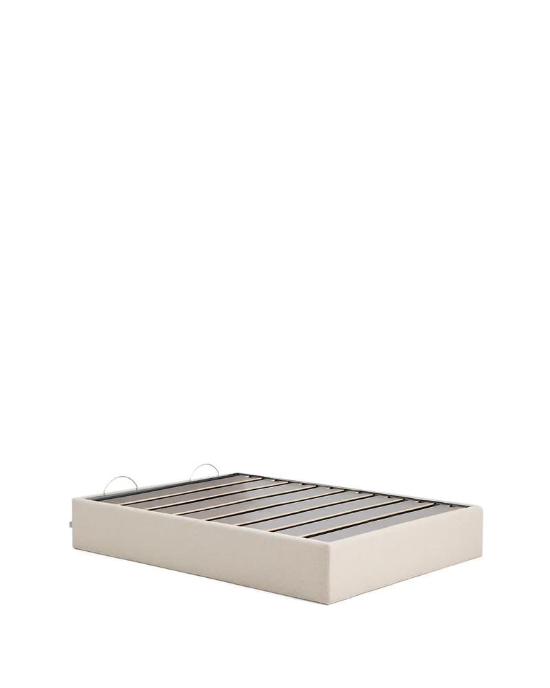 Nelzi ecru chenille ottoman bed base with removable cover for 150 x 200cm mattress FSC 100%