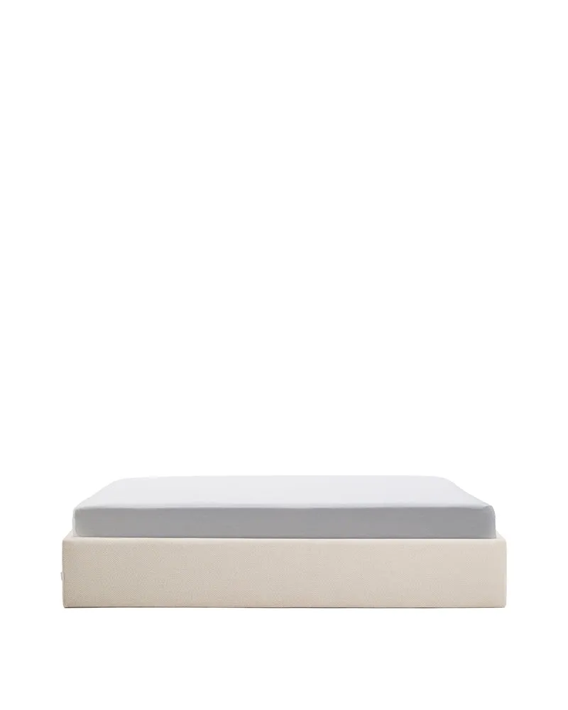 Nelzi ecru chenille ottoman bed base with removable cover for 150 x 200cm mattress FSC 100%