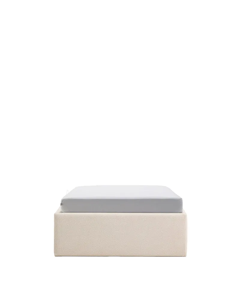 Nelzi ecru chenille ottoman bed base with removable cover for 90 x 200cm mattress FSC 100%