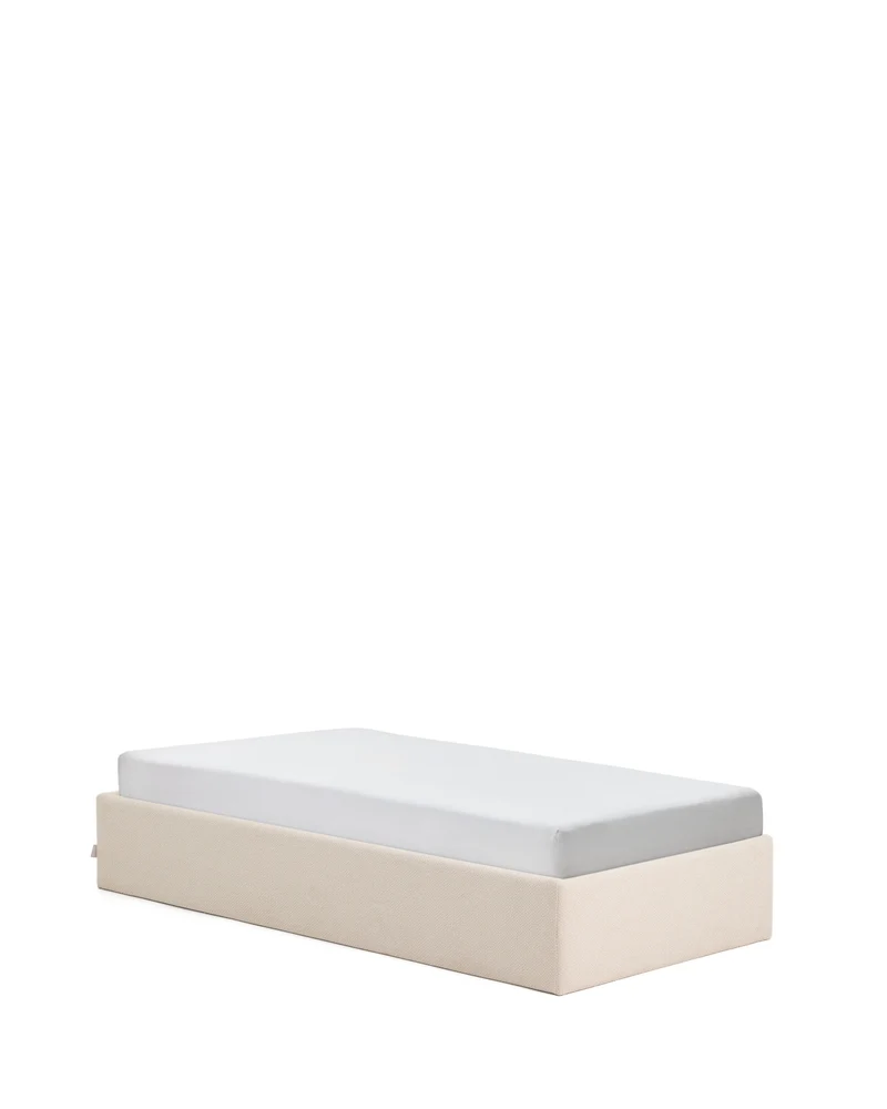 Nelzi ecru chenille ottoman bed base with removable cover for 90 x 200cm mattress FSC 100%