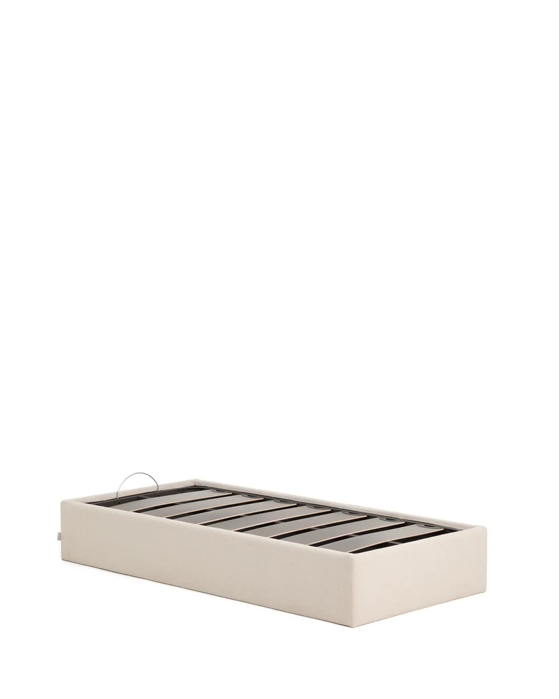 Nelzi ecru chenille ottoman bed base with removable cover for 90 x 200cm mattress FSC 100%