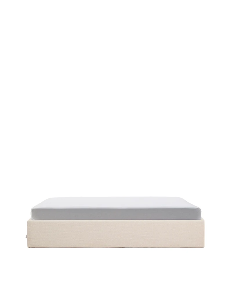 Nelzi ecru chenille ottoman bed base with removable cover for 90 x 200cm mattress FSC 100%