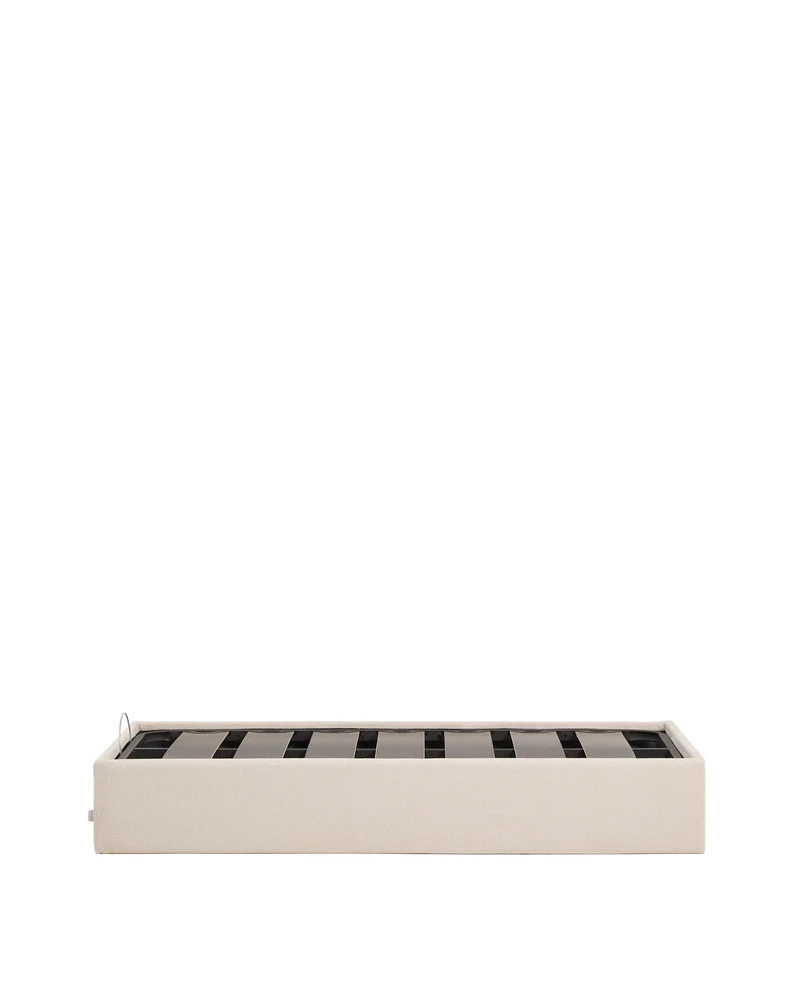 Nelzi ecru chenille ottoman bed base with removable cover for 90 x 200cm mattress FSC 100%