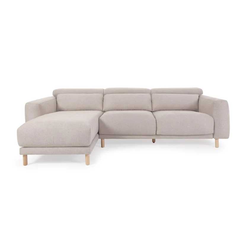 Singa 3 Seater with Chaise & Reclining Headrests - Beige