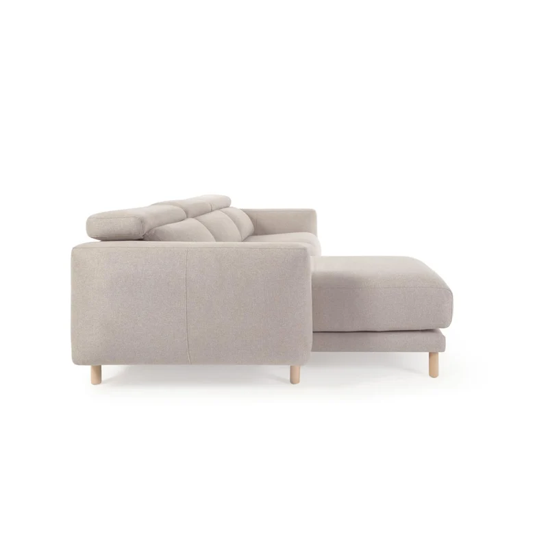 Singa 3 Seater with Chaise & Reclining Headrests - Beige