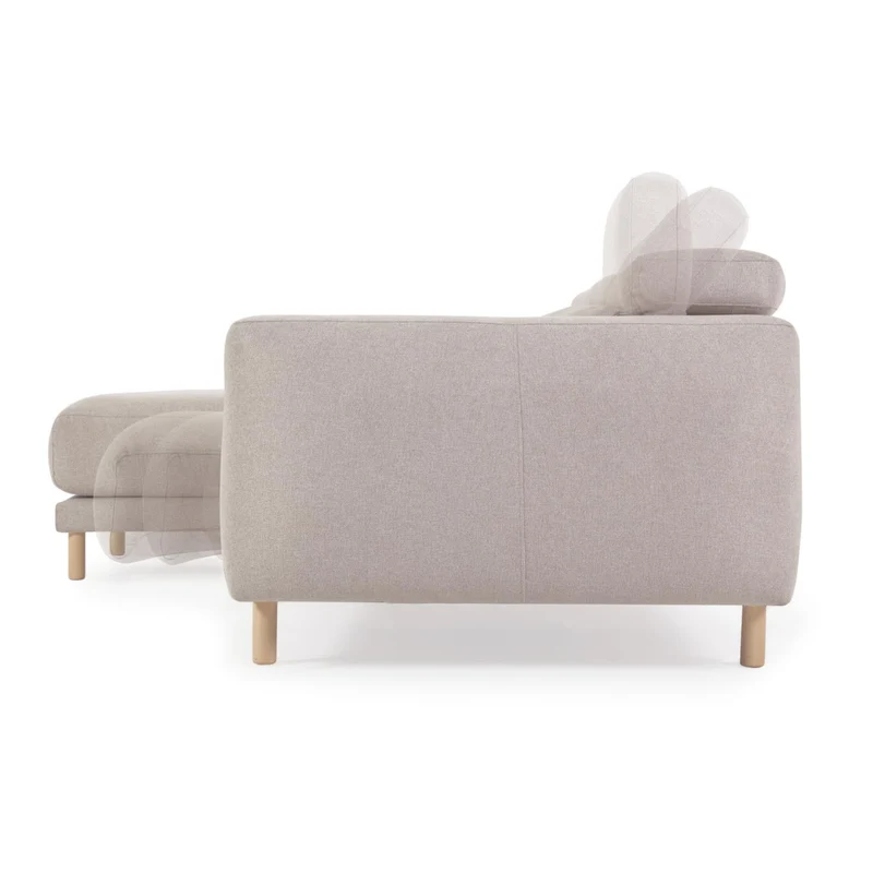 Singa 3 Seater with Chaise & Reclining Headrests - Beige