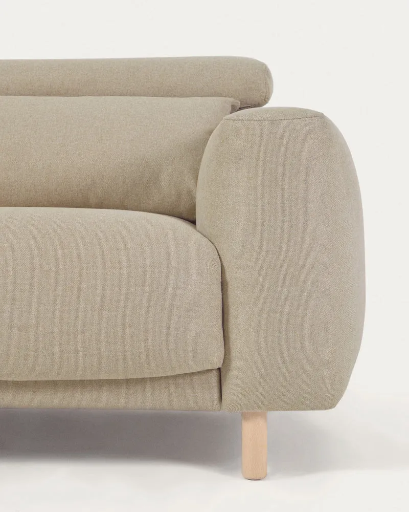 Singa 3 Seater with Chaise & Reclining Headrests - Beige