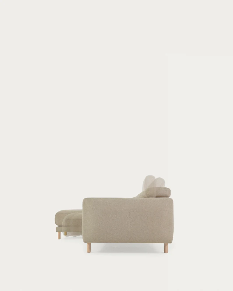 Singa 3 Seater with Chaise & Reclining Headrests - Beige