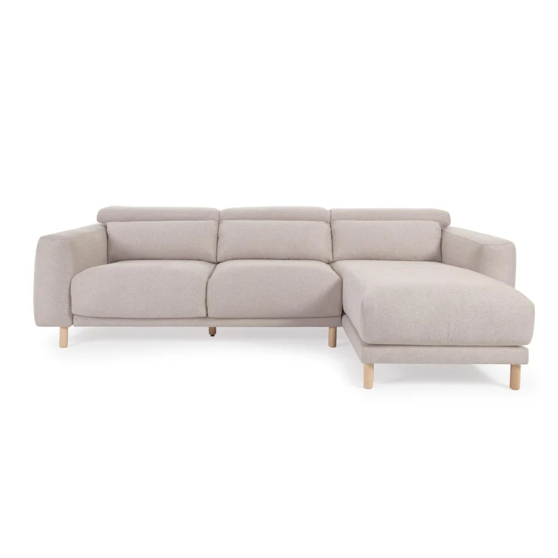 Singa 3 Seater with Chaise & Reclining Headrests - Beige