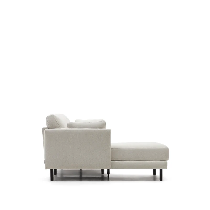 Gilma 3 Seater with Chaise - Pearl Chenille & Black Legs