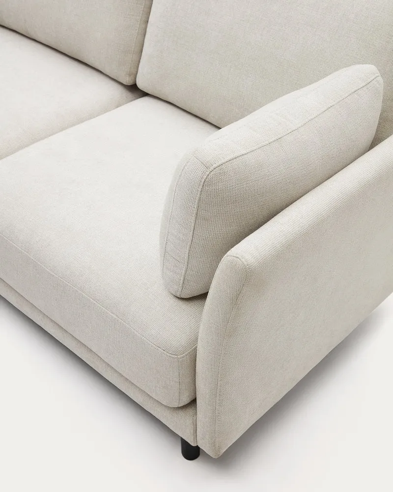 Gilma 3 Seater with Chaise - Pearl Chenille & Black Legs